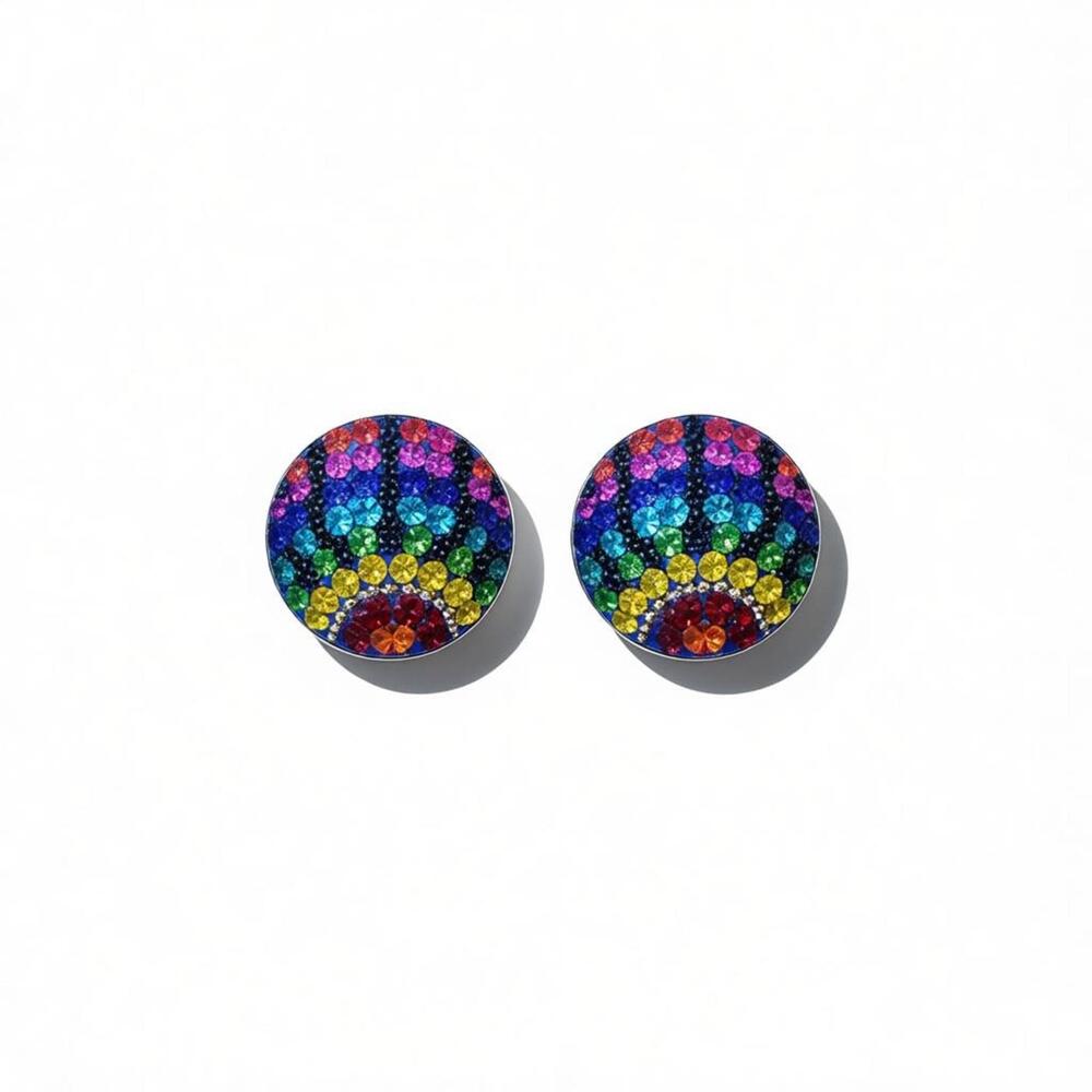 Rainbow Crystal Stud Earrings - image 1